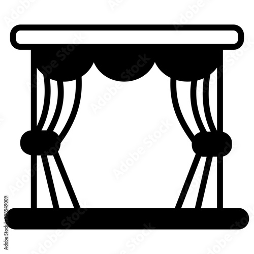 auditorium stage glyph and line vector illustration
