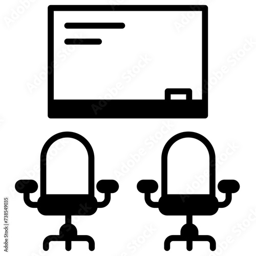 class room board glyph and line vector illustration