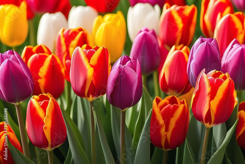 Colorful Tulips in a Field