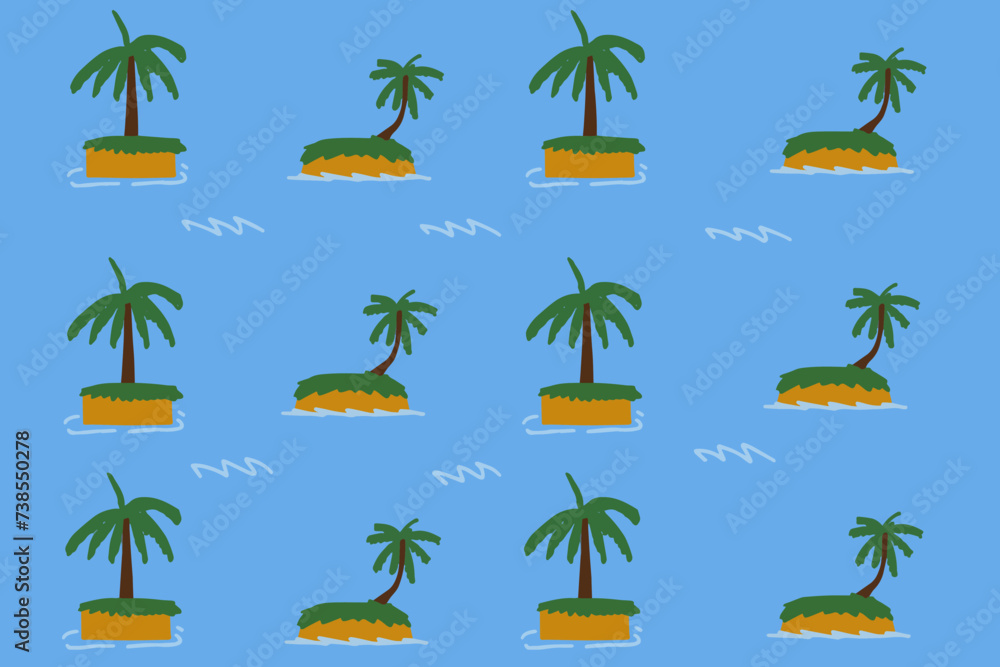 Obraz premium Island pattern sea sand sun coconut trees