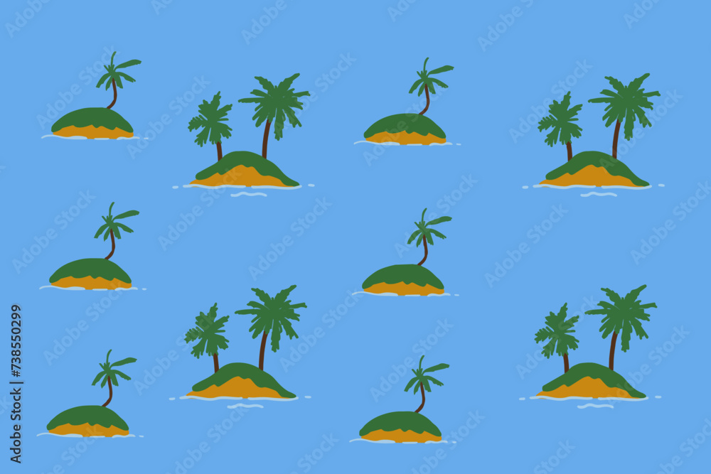 Obraz premium Island pattern sea sand sun coconut trees