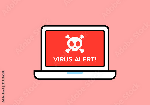 Fototapeta Naklejka Na Ścianę i Meble -  Virus Alert Laptop Illustration