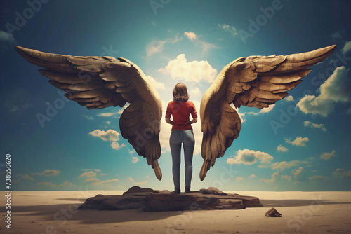 3d angel wings illustration girl wings