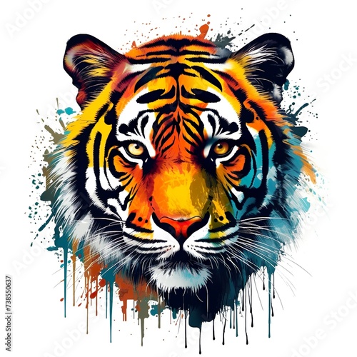 tiger head illustration art for t shirt design isolated on white background 