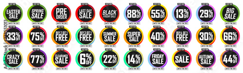 Set Sale banners design template, discount tags, vector illustration