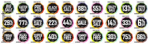 Set Sale banners design template, discount tags, vector illustration