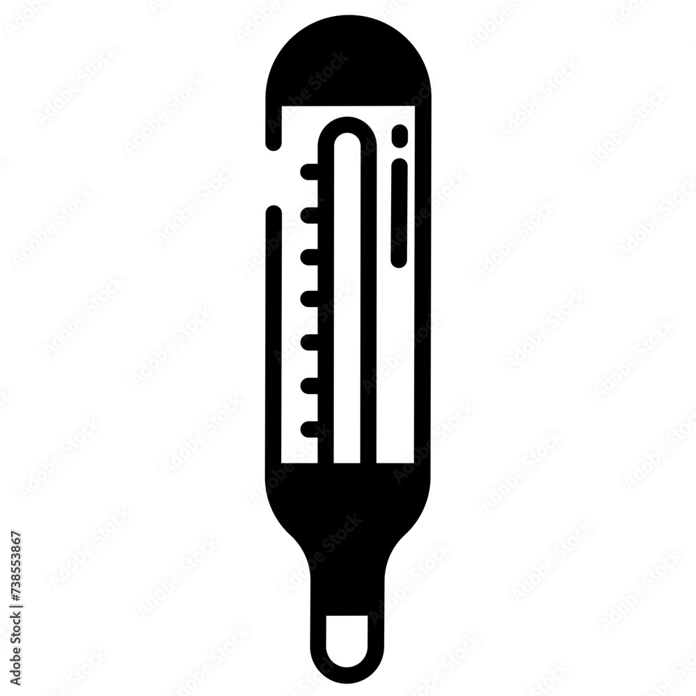 Thermometer glyph and line vector illustration