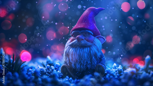 Enchanted gnome under a magical glow.