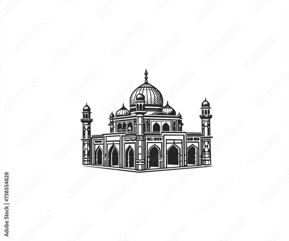 handrawn mosque logo design template