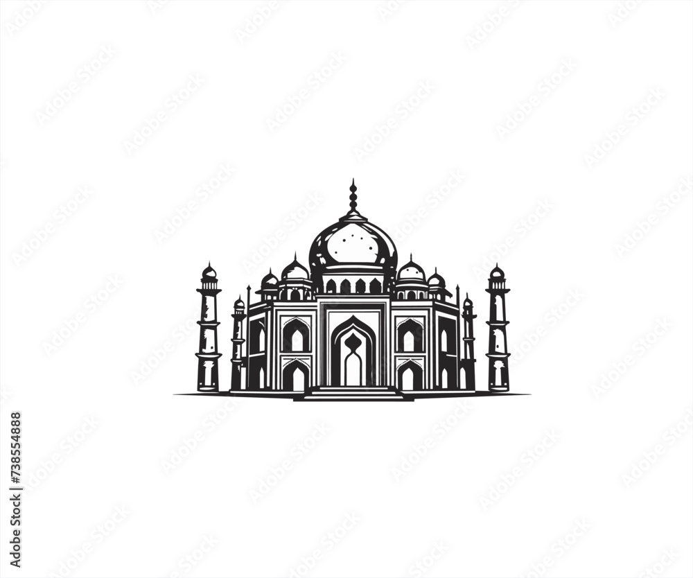 handrawn mosque logo design template