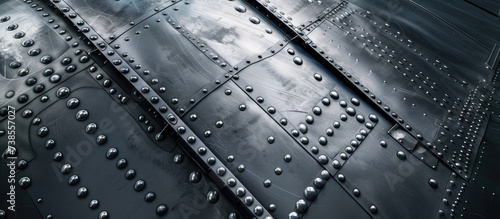 Textured aircraft wing made of metal sheets and bolts.