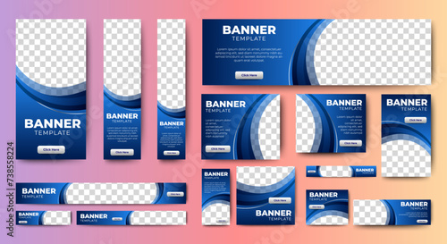 Modern Blue  banners template . cover header background for website design, Social Media Cover ads banner, flyer, invitation card photo