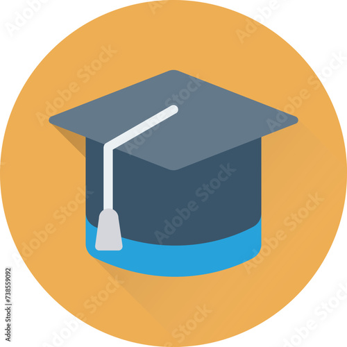 An icon of mortarboard flat design 