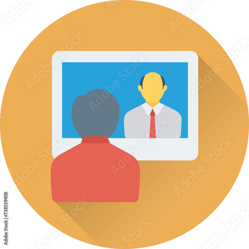 Icon of video lecture flat design 