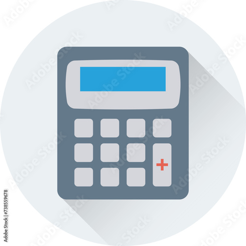 Flat round icon of a calculator 