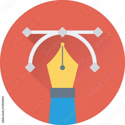 An icon of bezier tool flat vector