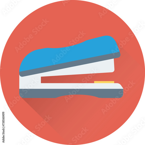 Flat round icon of stapler 