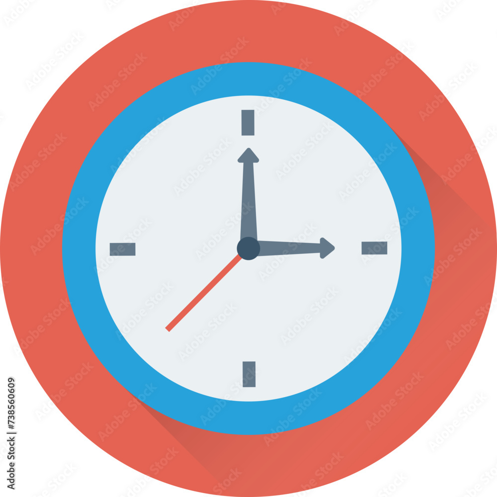 Modern flat round icon of a clock Modern flat round icon of a clock