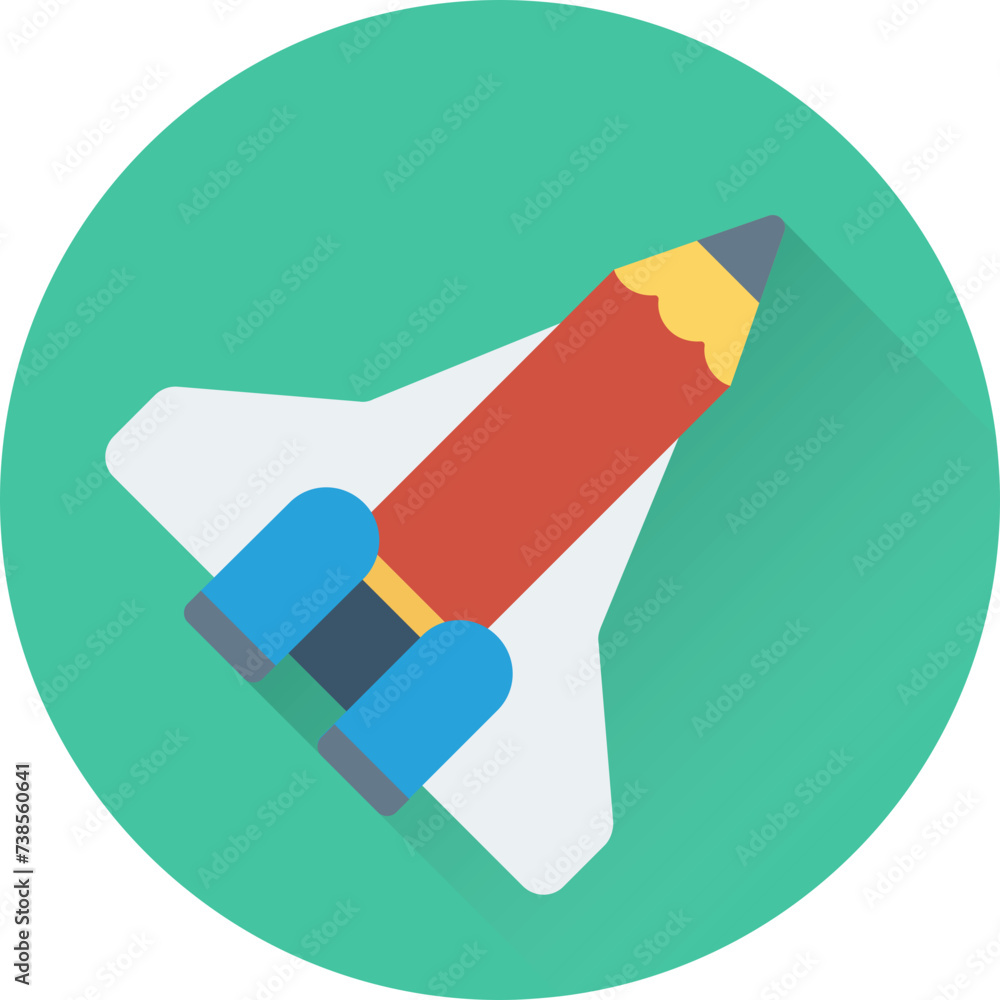 An icon of jet flat round design An icon of jet flat round design