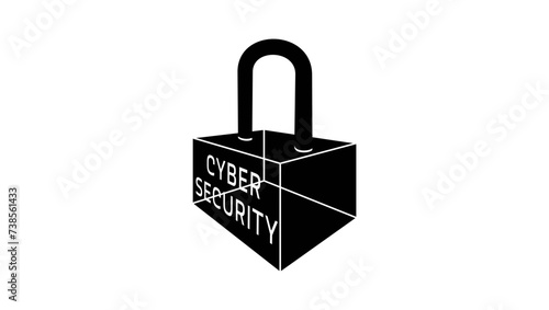 cyber security emblem, black isolated silhouette