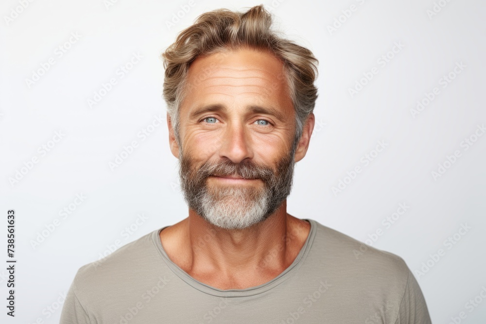 Handsome middle-aged man with grey hair and beard. Handsome middle-aged man with grey hair and beard.