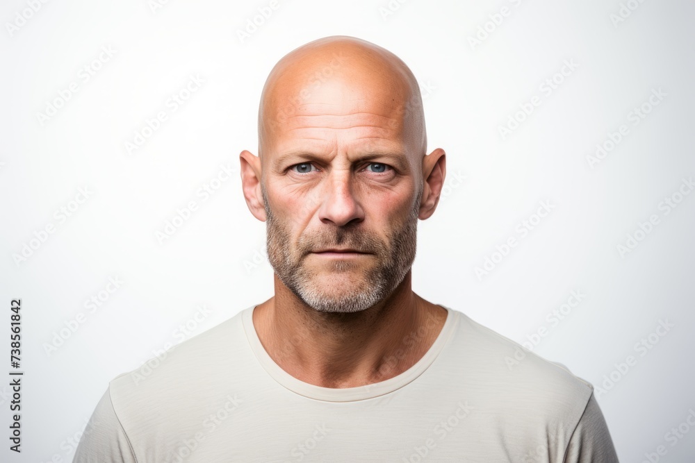 Portrait of a bald man with a beard on a white background Portrait of a bald man with a beard on a white background