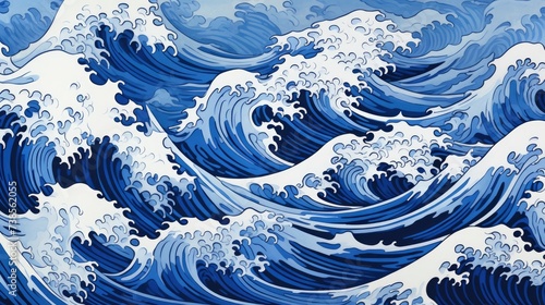 Flowing Serenity White and Blue Water Waves in Mesmerizing Swirls