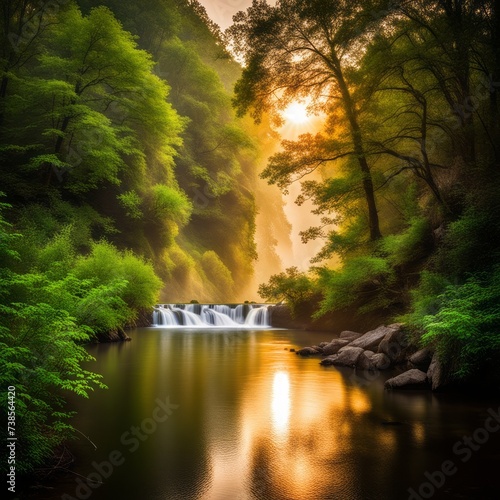 beautiful landscape with river and forest beautiful landscape with river and forest beautiful waterfall in the forest