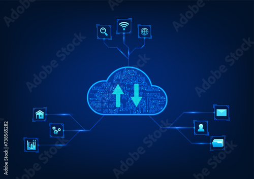 Cloud technology background That acts as a storage and sharing information via the internet network that can be used around the world and has a security system. Suitable for use in corporate companies
