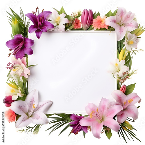 Realistic flowers frames isolated on white background