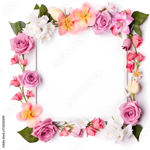 Realistic flowers frames isolated on white background