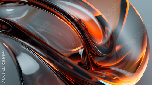 Dynamic Orange Swirl on Gray Background © Stanley