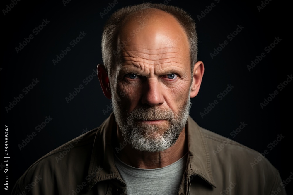 Portrait of an old man with a gray beard and mustache. Portrait of an old man with a gray beard and mustache.