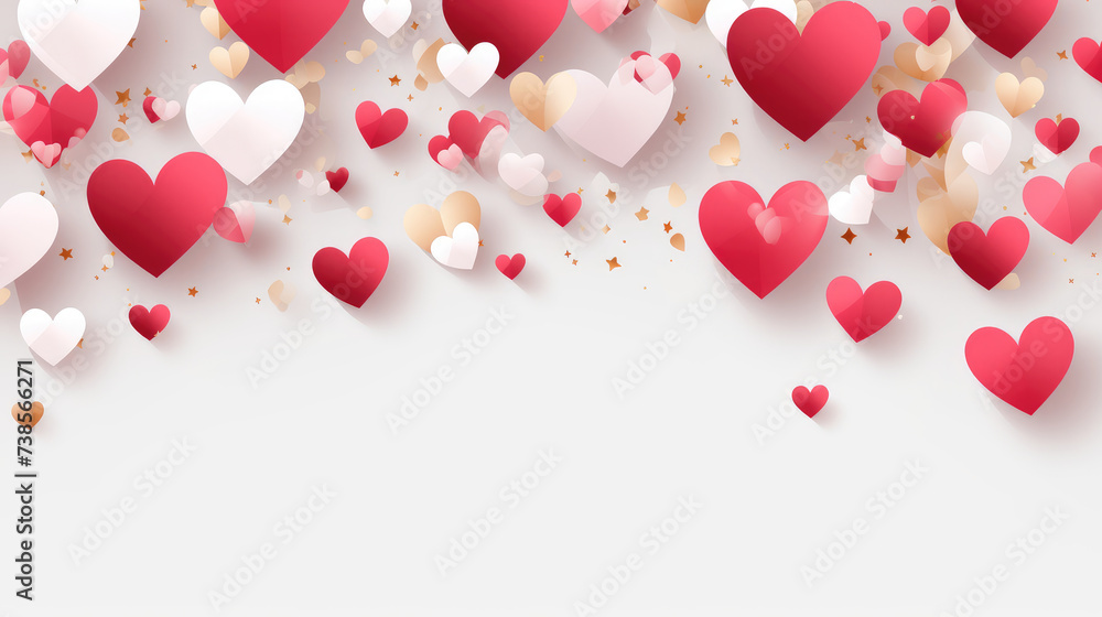 Coeurs de confettis en papier de saint valentin sur fond transparent