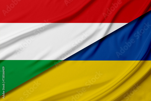 Flags of Ukraine and Hungary. International diplomatic relationships