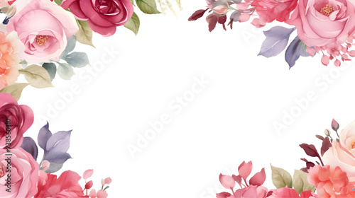 Watercolor floral decorations on transparent background