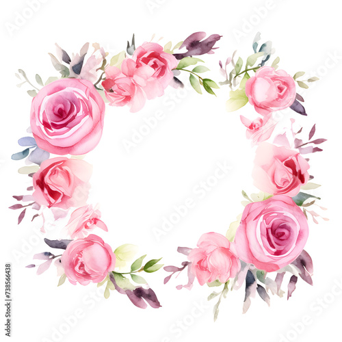 Watercolor floral decorations on transparent background
