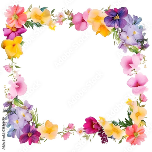 Watercolor floral decorations on transparent background