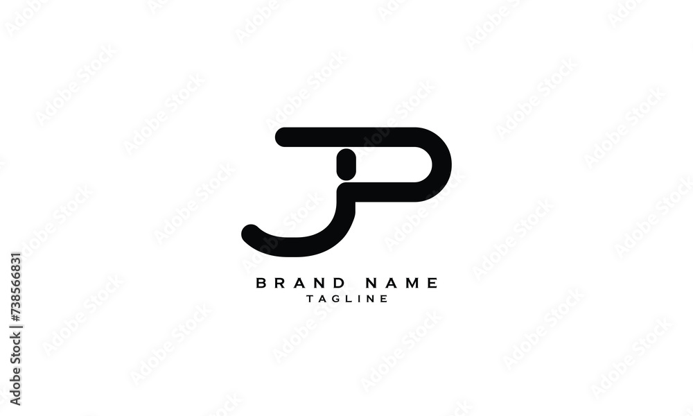 JP, PJ, Abstract initial monogram letter alphabet logo design