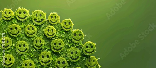 Cheerful Vibes, Green Background with a Smiling Emoji, Spreading Positivity and Joy.