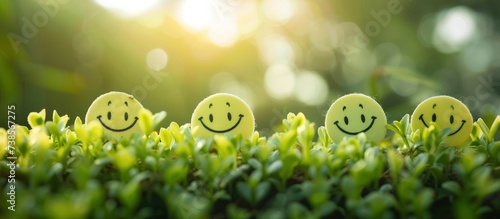 Cheerful Vibes, Green Background with a Smiling Emoji, Spreading Positivity and Joy.