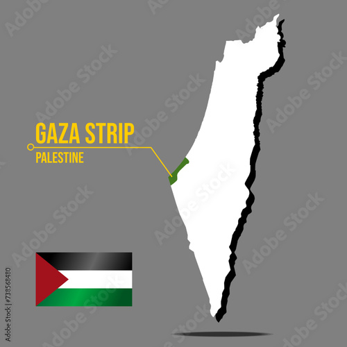 Gaza Strip map, Palestinian territories.