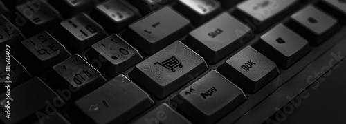 Shopping cart symbol on a black keyboard