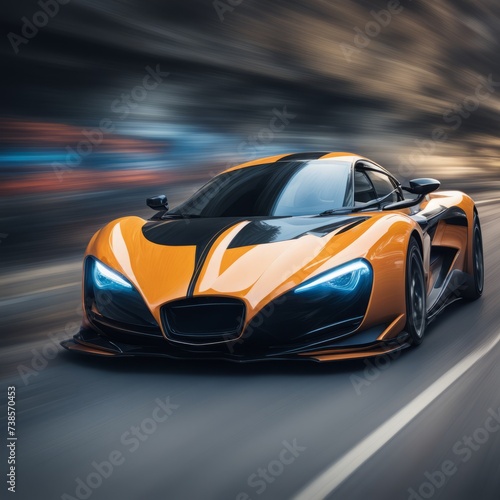 3d rendering of a brand - less generic concept car 3d rendering of a brand - less generic concept carcar with a lot of motion blur photo