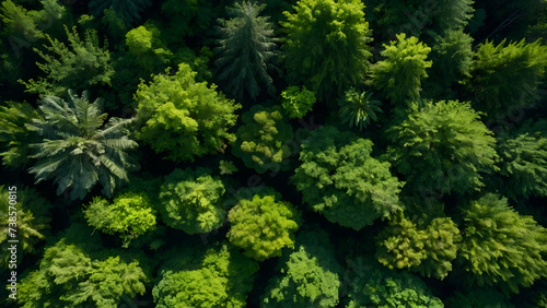 Lush Green Forest Canopy with Copy Space for Eco-conscious Messaging 