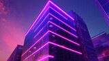 Dark building with neon illumination