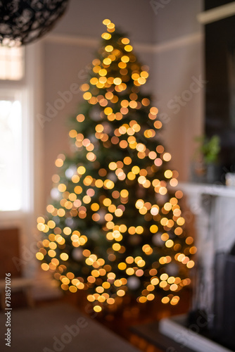 blurred xmas tree with lights