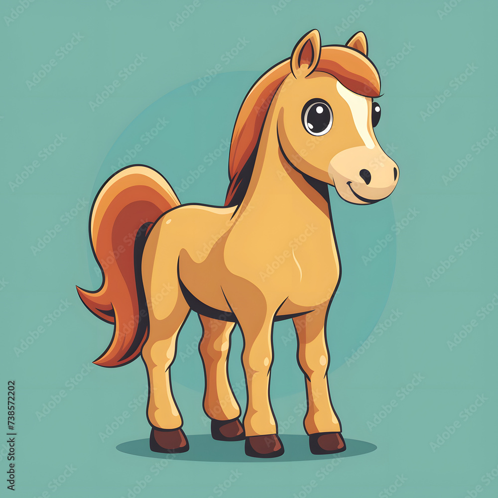 portrait flat logo of Cute horse cartoon vector icon illustration. animal nature icon concept isolated premium vector portrait flat logo of Cute horse cartoon vector icon illustration. animal nature icon concept isolated premium vector