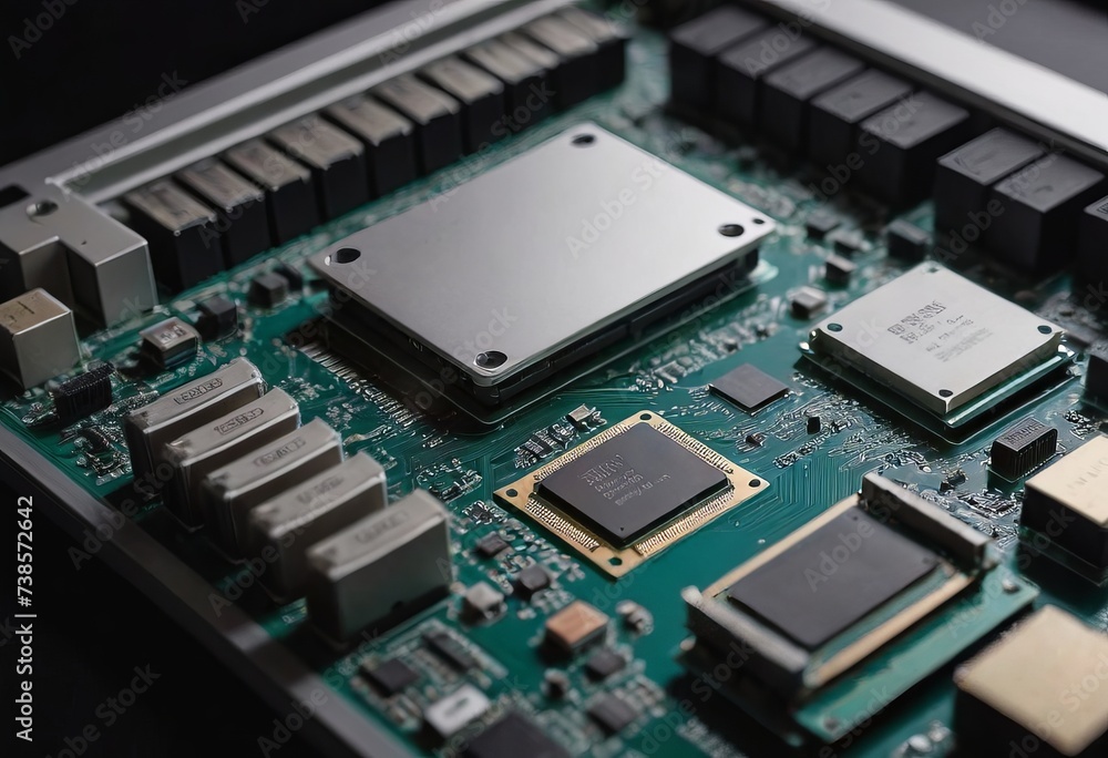 Modern CPU processor installed on a brand new motherboard, object detail, extreme closeup, nobody. Modern CPU processor installed on a brand new motherboard, object detail, extreme closeup, nobody.
