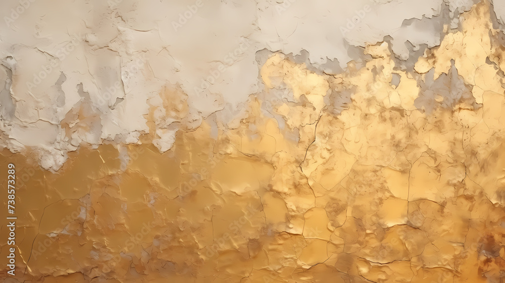 Fototapeta premium Cracks in cement wall, detailed close-up of cracked broken wall with peeling paint